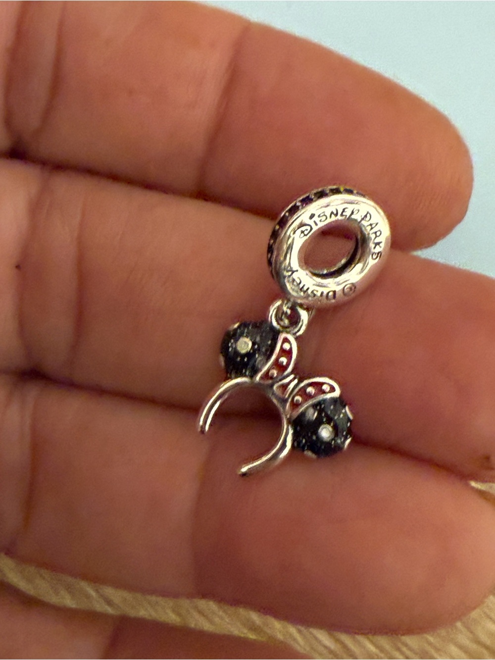 Disney Silver Minnie Mouse Charm with Red and Black Accents